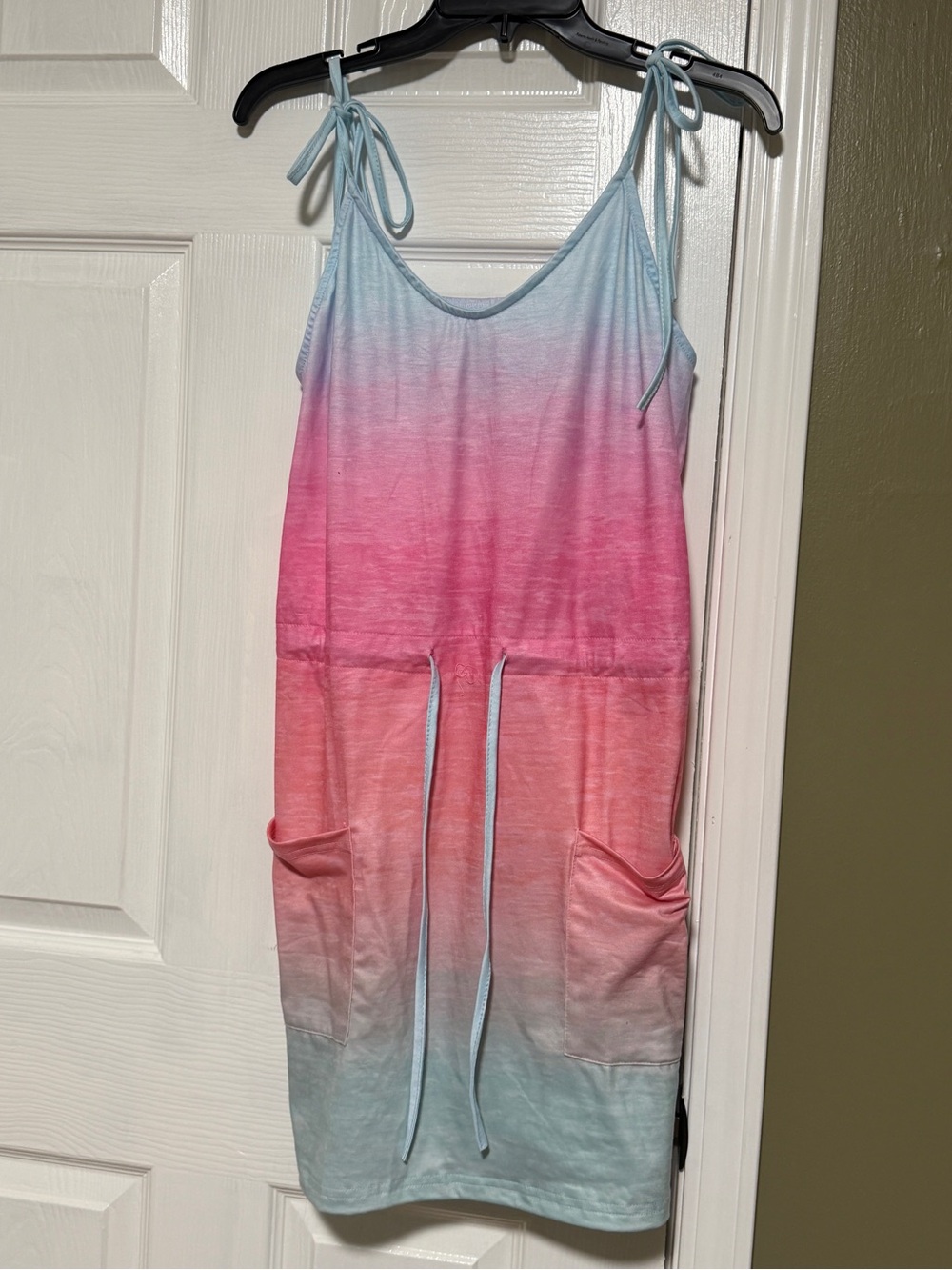 Women’s Tie-Dye Ombre Pocket Dress - Pink & Blue